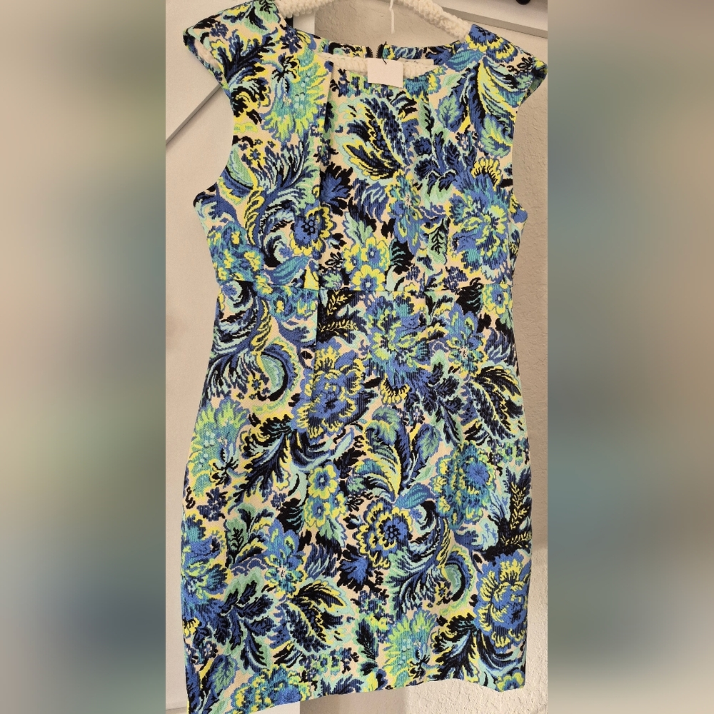 Floral Lined Vibrant Pattern Sleeveless Midi Dress